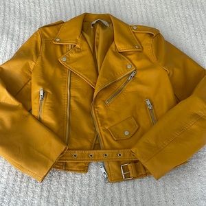 Zara faux leather jacket mustard sz M